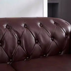 85.8 Sofá Chesterfield para Sala de Estar Diseño Clásico Capitón Sofá Tapizado en Piel Sintética de PU con Almacenamiento Color Borgoña