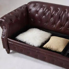 85.8 Sofá Chesterfield para Sala de Estar Diseño Clásico Capitón Sofá Tapizado en Piel Sintética de PU con Almacenamiento Color Borgoña
