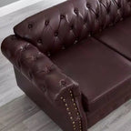 85.8 Sofá Chesterfield para Sala de Estar Diseño Clásico Capitón Sofá Tapizado en Piel Sintética de PU con Almacenamiento Color Borgoña