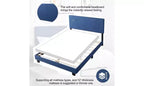 Elegante base de cama Queen con cabecero tapizado y soporte de listones, cama de madera clásica para dormitorio principal