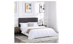 Elegante base de cama Queen con cabecero tapizado y soporte de listones, cama de madera clásica para dormitorio principal