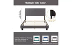 Elegante base de cama Queen con cabecero tapizado y soporte de listones, cama de madera clásica para dormitorio principal