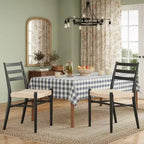 2 sillas de comedor con asiento de cuerda trenzada, sillas de cocina con estructura de metal y respaldo abierto, sillas de comedor transpirables para sala de estar