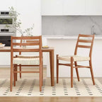 2 sillas de comedor con asiento de cuerda trenzada, sillas de cocina con estructura de metal y respaldo abierto, sillas de comedor transpirables para sala de estar