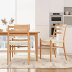 2 sillas de comedor con asiento de cuerda trenzada, sillas de cocina con estructura de metal y respaldo abierto, sillas de comedor transpirables para sala de estar