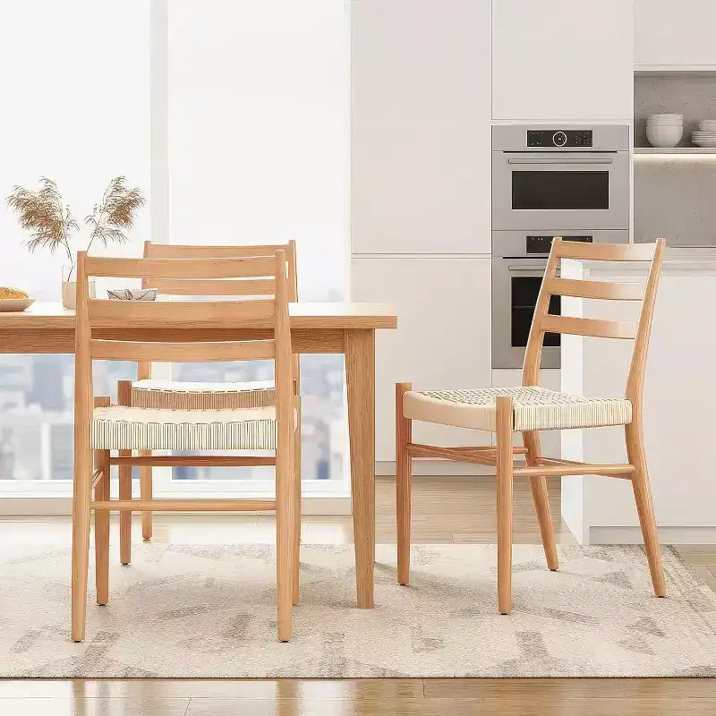 2 sillas de comedor con asiento de cuerda trenzada, sillas de cocina con estructura de metal y respaldo abierto, sillas de comedor transpirables para sala de estar