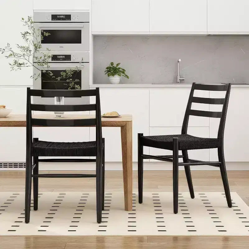 2 sillas de comedor con asiento de cuerda trenzada, sillas de cocina con estructura de metal y respaldo abierto, sillas de comedor transpirables para sala de estar