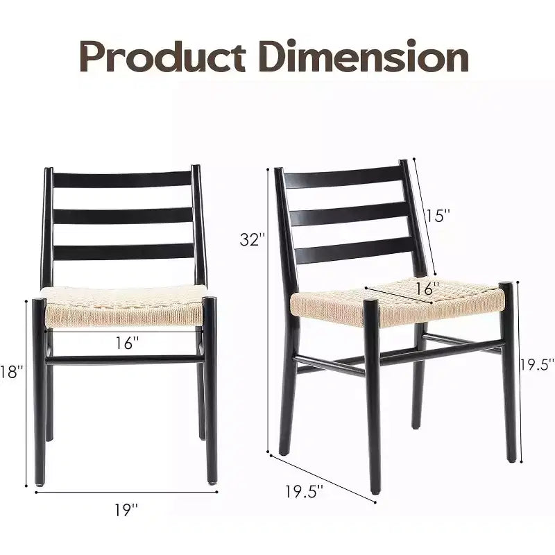 2 sillas de comedor con asiento de cuerda trenzada, sillas de cocina con estructura de metal y respaldo abierto, sillas de comedor transpirables para sala de estar