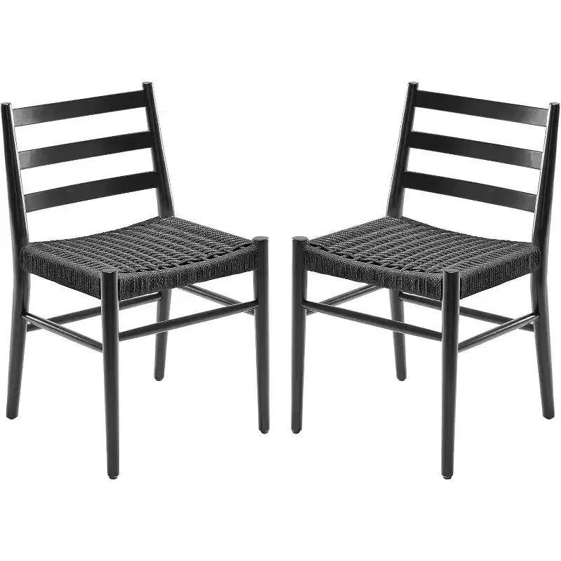 2 sillas de comedor con asiento de cuerda trenzada, sillas de cocina con estructura de metal y respaldo abierto, sillas de comedor transpirables para sala de estar