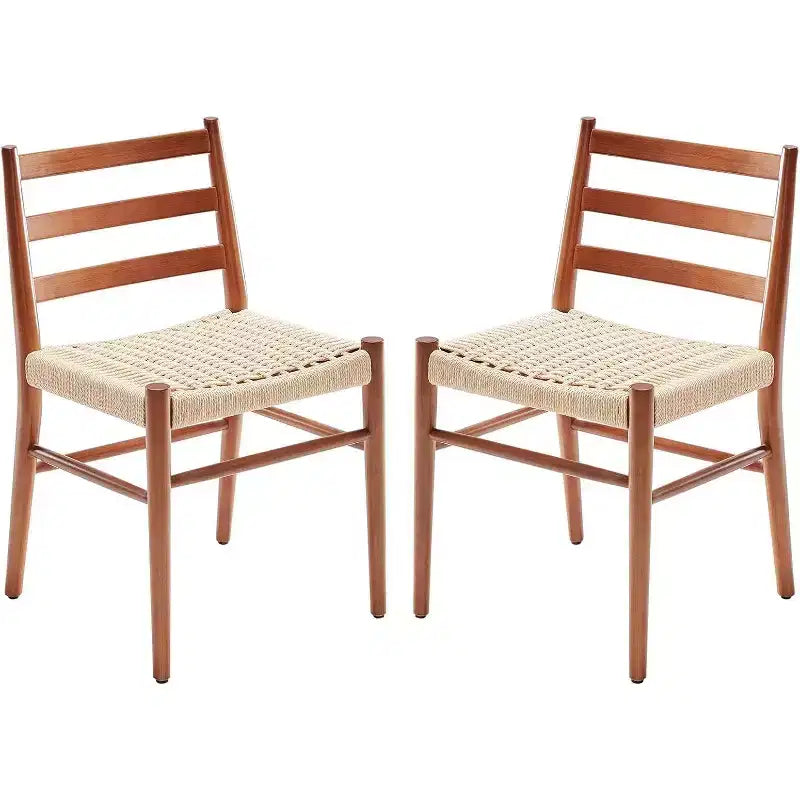 2 sillas de comedor con asiento de cuerda trenzada, sillas de cocina con estructura de metal y respaldo abierto, sillas de comedor transpirables para sala de estar