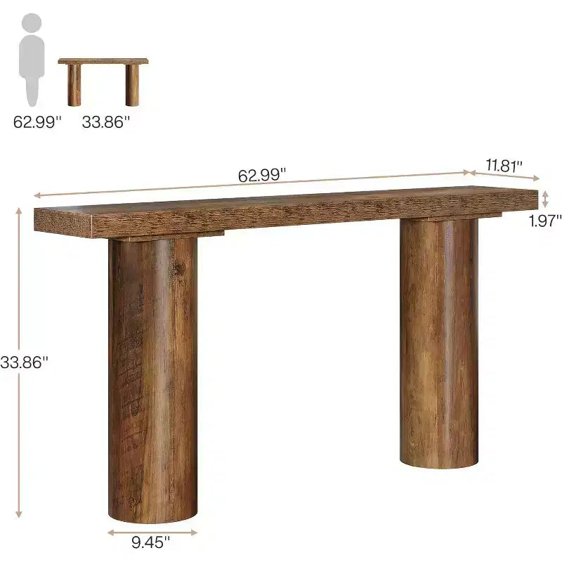 Mesa de Consola Rústica de 63 pulgadas para Entrada, Mesa de Sofá Estrecha y Larga para Sala de Estar, Pasillo, Entrada, Vestíbulo