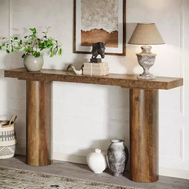 Mesa de Consola Rústica de 63 pulgadas para Entrada, Mesa de Sofá Estrecha y Larga para Sala de Estar, Pasillo, Entrada, Vestíbulo