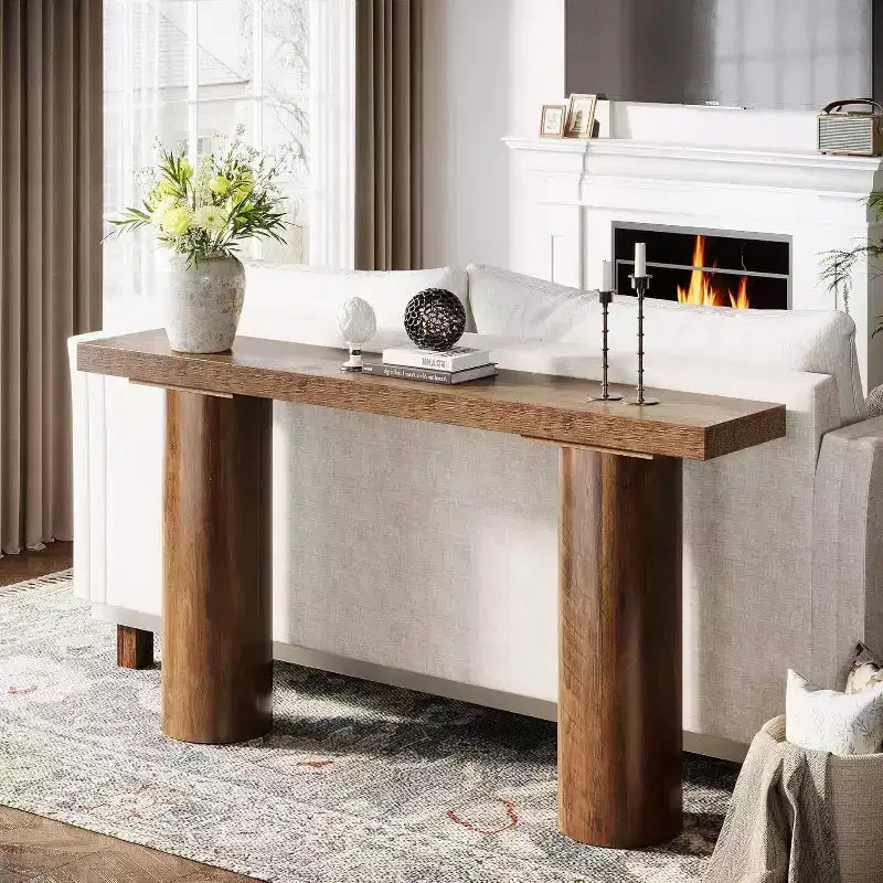 Mesa de Consola Rústica de 63 pulgadas para Entrada, Mesa de Sofá Estrecha y Larga para Sala de Estar, Pasillo, Entrada, Vestíbulo