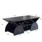 Mesa de centro rectangular, rectangular redondeada, estantes abiertos, fácil montaje, estructura resistente, diseño geométrico moderno para salones y salas de espera