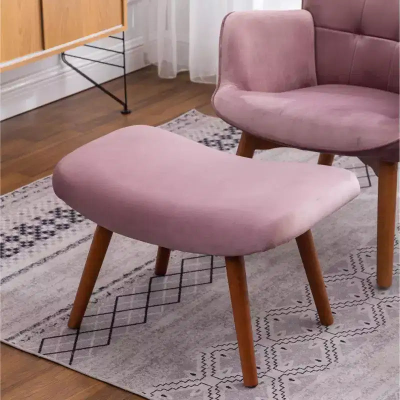Sillón moderno y otomana con terciopelo capitoné y sillón con patas de madera maciza, sillón de lectura para sala de estar, dormitorio