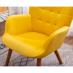 Sillón moderno y otomana con terciopelo capitoné y sillón con patas de madera maciza, sillón de lectura para sala de estar, dormitorio