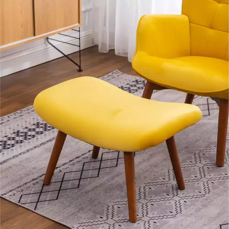 Sillón moderno y otomana con terciopelo capitoné y sillón con patas de madera maciza, sillón de lectura para sala de estar, dormitorio