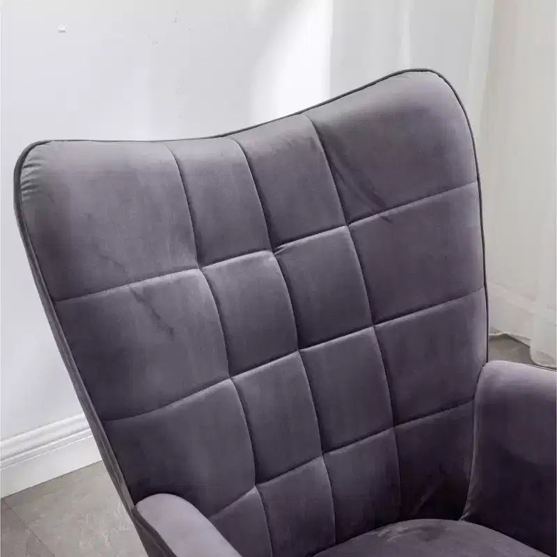 Sillón moderno y otomana con terciopelo capitoné y sillón con patas de madera maciza, sillón de lectura para sala de estar, dormitorio