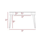 Escritorio de estudio, escritorio industrial para computadora con un cajón espacioso, patas de horquilla, cubierta de vidrio transparente, escritorio moderno para oficina en casa, estudio, dormitorio