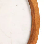 Mesa Auxiliar Semicerrada de Mármol Redondo y Madera de Mango con Acabado Natural