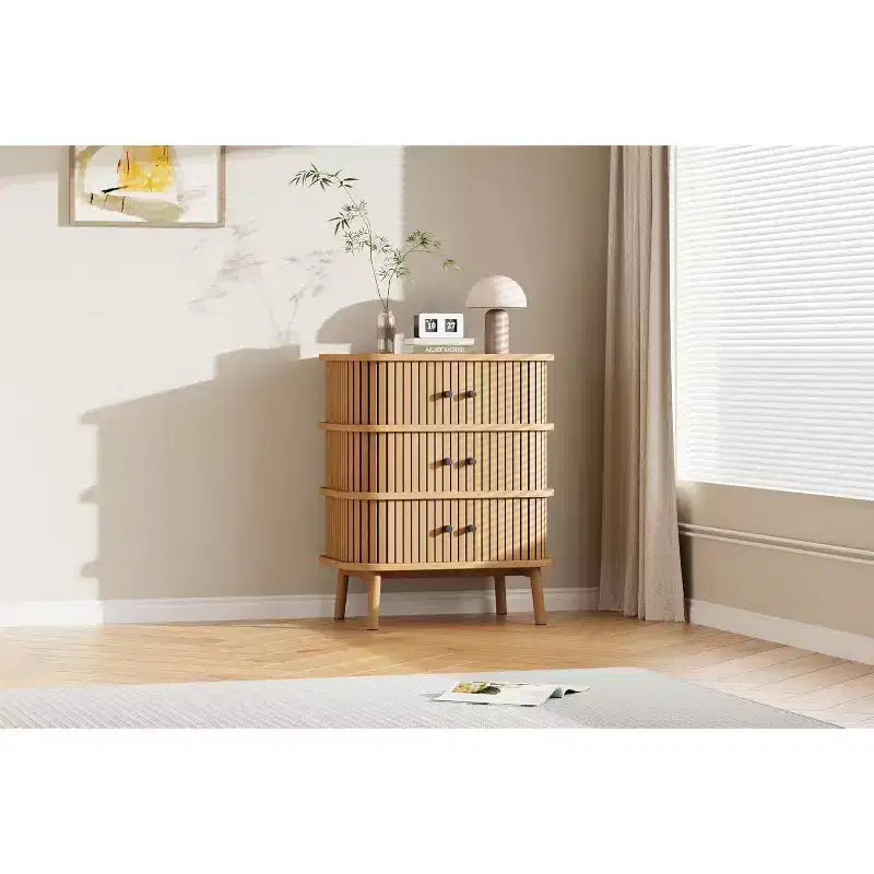 Cómoda moderna de 3 cajones con puerta corredera, mimbre natural y patas de madera, mesita de noche para dormitorio, pasillo o sala de estar