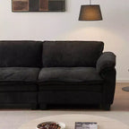 Sofá de lujo con otomanas, sofá seccional en forma de L tapizado en chenilla para sala de estar, negro
