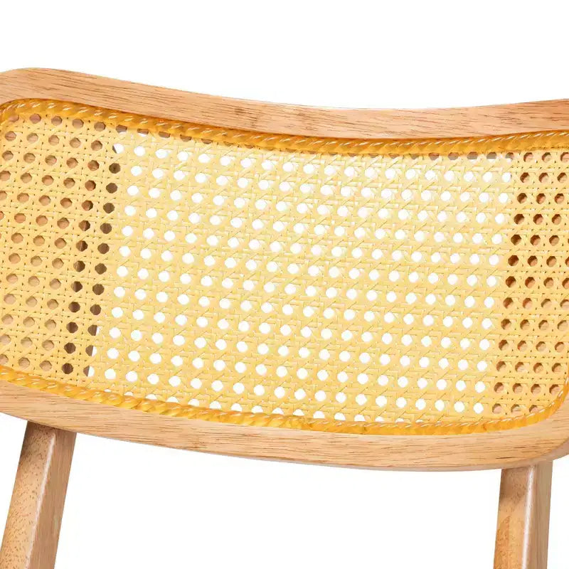 Silla de comedor Tadeo de madera y ratán de 2 piezas, roble marrón/marrón claro: Estructura de madera de caucho, limpiar las manchas