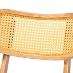 Silla de comedor Tadeo de madera y ratán de 2 piezas, roble marrón/marrón claro: Estructura de madera de caucho, limpiar las manchas