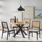 Juego de comedor redondo Gilcrest de 5 piezas de mediados de siglo de 114,9 cm, negro/natural