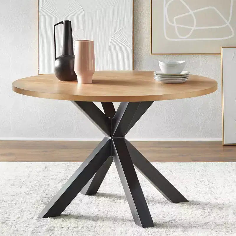 Juego de comedor redondo Gilcrest de 5 piezas de mediados de siglo de 114,9 cm, negro/natural