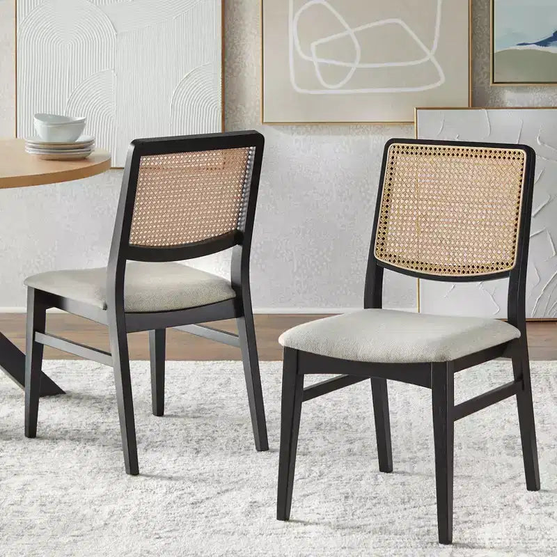 Juego de comedor redondo Gilcrest de 5 piezas de mediados de siglo de 114,9 cm, negro/natural