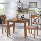 Juego de comedor cuadrado de 3 piezas Halsted Farmhouse de 36 pulgadas color Driftwood