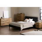 South Shore 5 Drawer Chest Brown/Nordik Oak: Urban Modern Design, Metal Handles & Legs, Laminate Surface