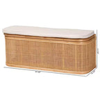 Banco de almacenamiento de ratán natural Natural/Blanco: Tapizado en poliéster, estructura de madera contrachapada, no requiere montaje