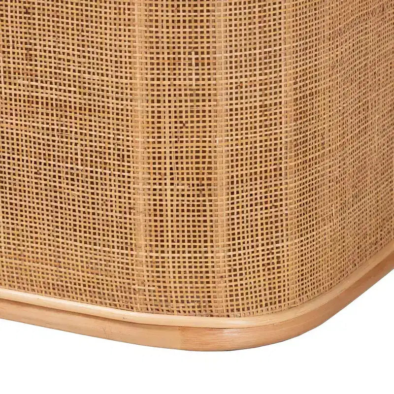 Banco de almacenamiento de ratán natural Natural/Blanco: Tapizado en poliéster, estructura de madera contrachapada, no requiere montaje