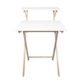 Solid Wood 2 Tier Foldable Laptop Desk White/Natural - Flora Home