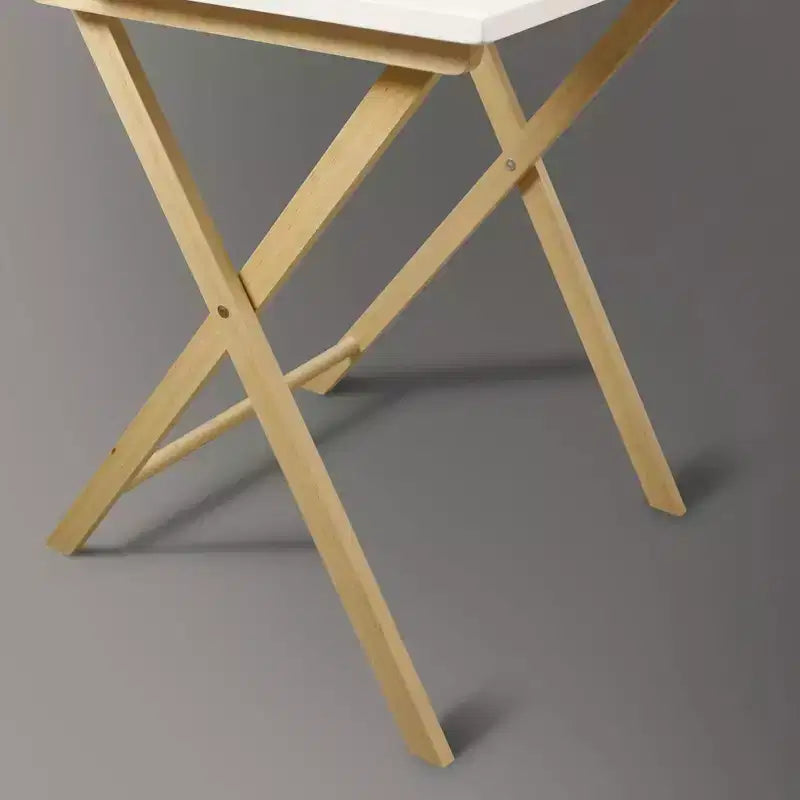 Escritorio Plegable para Laptop de Madera Sólida de 2 Niveles Blanco/Natural