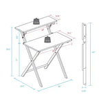 Escritorio Plegable para Laptop de Madera Sólida de 2 Niveles Blanco/Natural