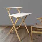 Escritorio Plegable para Laptop de Madera Sólida de 2 Niveles Blanco/Natural