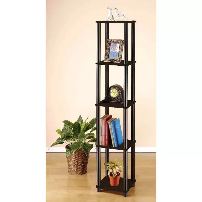 Estantería esquinera cuadrada de 5 niveles, con dispositivo antivuelco, para baño, armario, oficina en casa, sala de estar y cocina