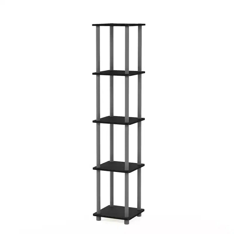 Furinno 5-Tier Corner Square Bookshelf Anti-Tipping Display Rack Shelf for Bathroom&Closet&Home Office&Living Room&Kitchen