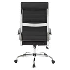 Silla de oficina de piel de respaldo alto acanalado Benmar - Silla ejecutiva moderna giratoria e inclinable para escritorio - Base cromada