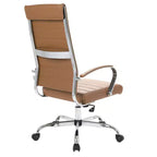 Silla de oficina de piel de respaldo alto acanalado Benmar - Silla ejecutiva moderna giratoria e inclinable para escritorio - Base cromada
