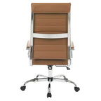 Silla de oficina de piel de respaldo alto acanalado Benmar - Silla ejecutiva moderna giratoria e inclinable para escritorio - Base cromada