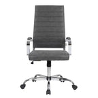 Silla de oficina de piel de respaldo alto acanalado Benmar - Silla ejecutiva moderna giratoria e inclinable para escritorio - Base cromada