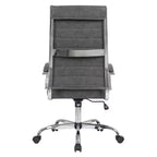 Silla de oficina de piel de respaldo alto acanalado Benmar - Silla ejecutiva moderna giratoria e inclinable para escritorio - Base cromada