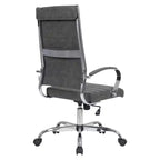 Silla de oficina de piel de respaldo alto acanalado Benmar - Silla ejecutiva moderna giratoria e inclinable para escritorio - Base cromada