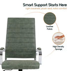 Silla de oficina de piel de respaldo alto acanalado Benmar - Silla ejecutiva moderna giratoria e inclinable para escritorio - Base cromada