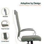 Silla de oficina de piel de respaldo alto acanalado Benmar - Silla ejecutiva moderna giratoria e inclinable para escritorio - Base cromada