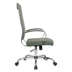 Silla de oficina de piel de respaldo alto acanalado Benmar - Silla ejecutiva moderna giratoria e inclinable para escritorio - Base cromada
